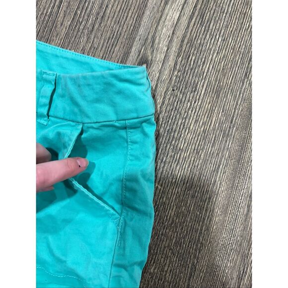 American Eagle Midi Stretch Shorts Mid-Rise Flat Front Cotton Blend Blue Size 00 - Picture 2 of 7